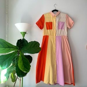 English Factory Color Block Midi Dress 🧡💝💜💛